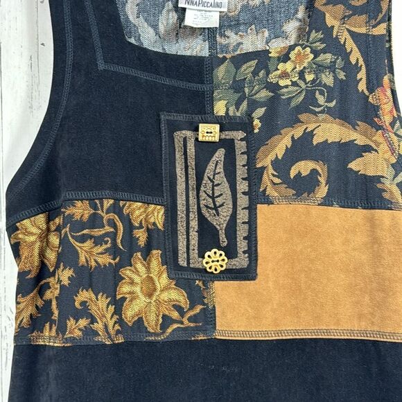 Nina Piccalino Patchwork Maxi Dress Boho Artsy Sleeveless Size 12 Cottagecore - Picture 7 of 13